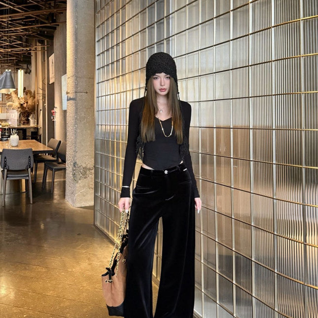 CHANEL 25S STRAIGHT-LEG VELVET PANTS 445