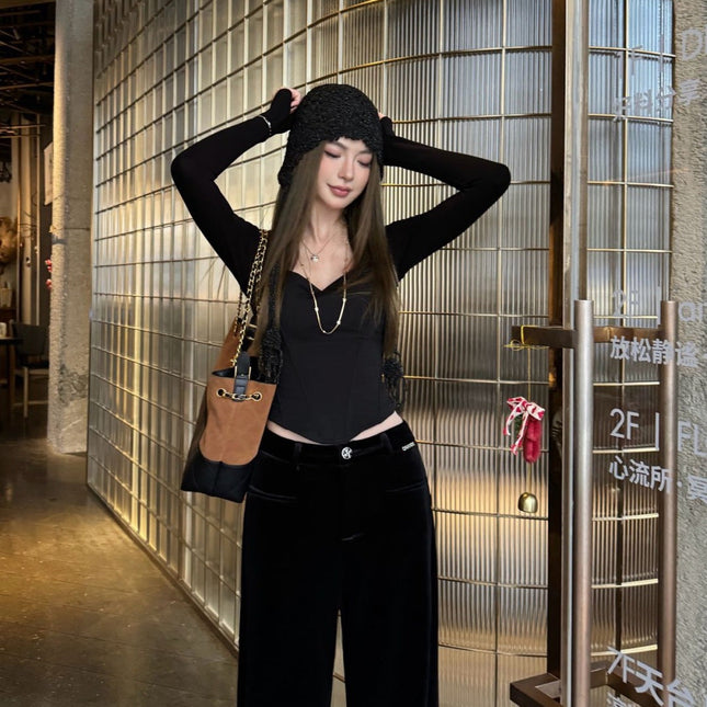 CHANEL 25S STRAIGHT-LEG VELVET PANTS 445