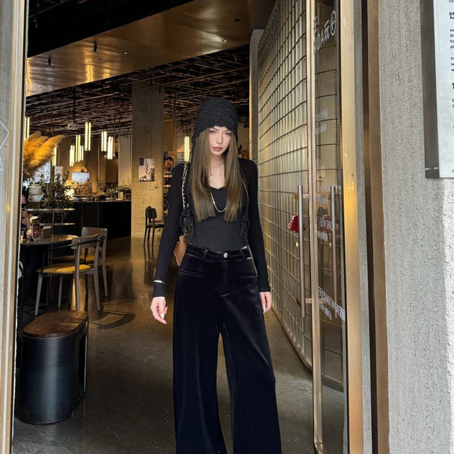 CHANEL 25S STRAIGHT-LEG VELVET PANTS 445