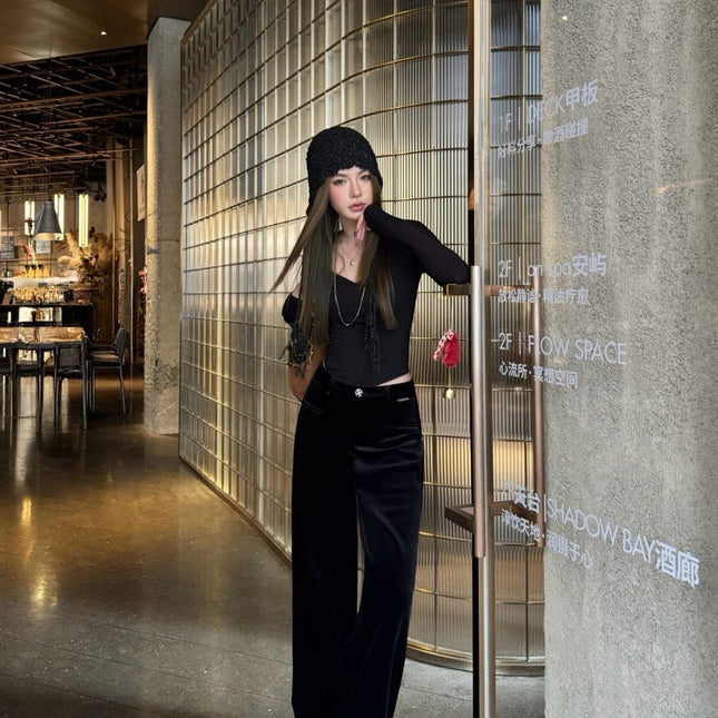 CHANEL 25S STRAIGHT-LEG VELVET PANTS 445