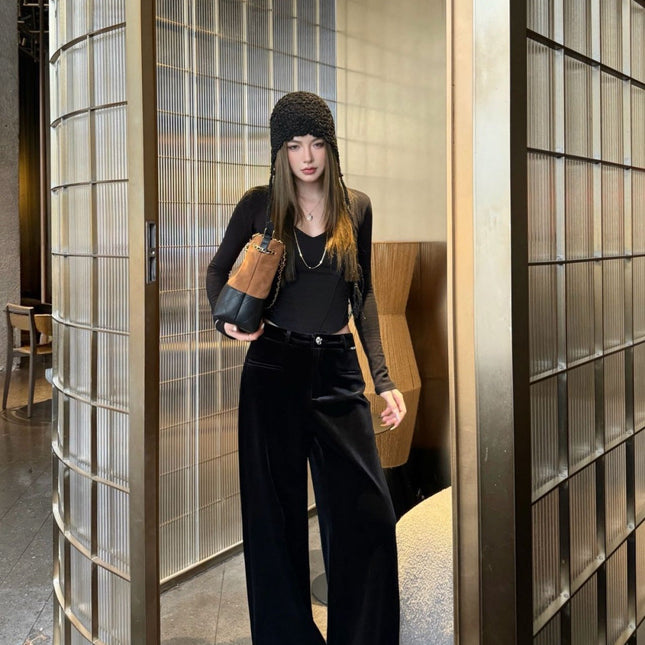 CHANEL 25S STRAIGHT-LEG VELVET PANTS 445