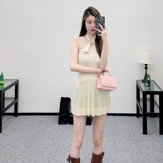 CHANEL 25S KNITTED HALTER TANK TOP 604