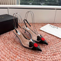 ALAIA 26S SLINGBACK HEELS IN BLACK LAMBSKIN AND TRANSPARENT PVC