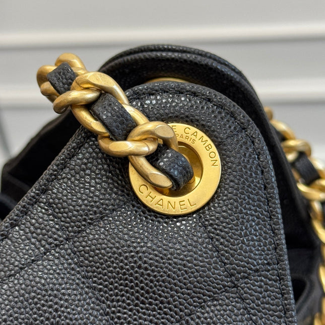 CHANEL 25S HOBO BAG 30 IN BLACK CAVIAR