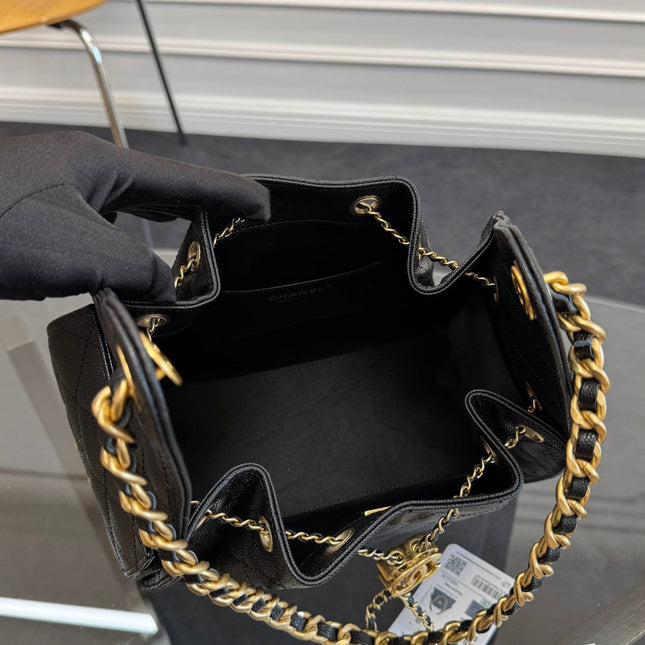 CHANEL 25S HOBO BAG 30 IN BLACK CAVIAR