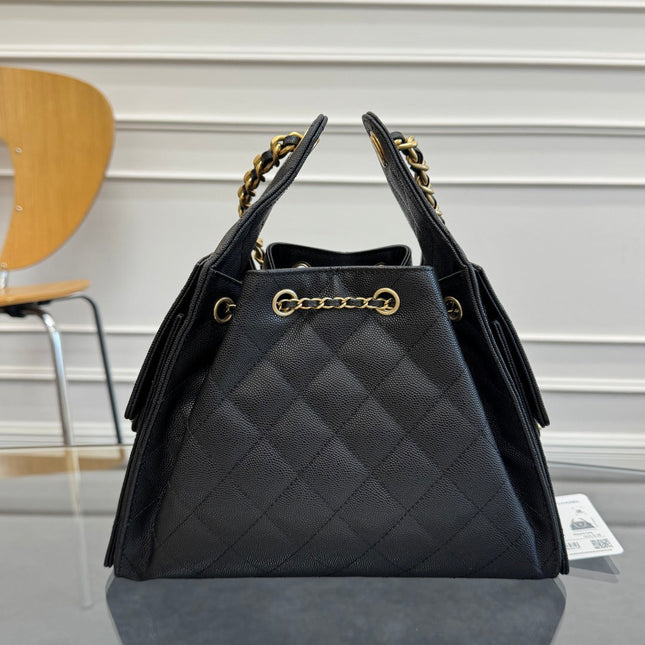 CHANEL 25S HOBO BAG 30 IN BLACK CAVIAR