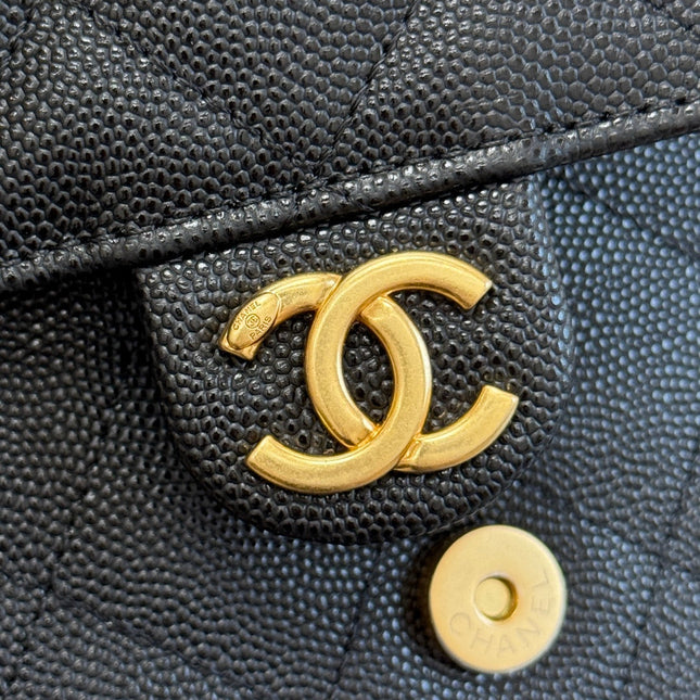 CHANEL 25S HOBO BAG 30 IN BLACK CAVIAR