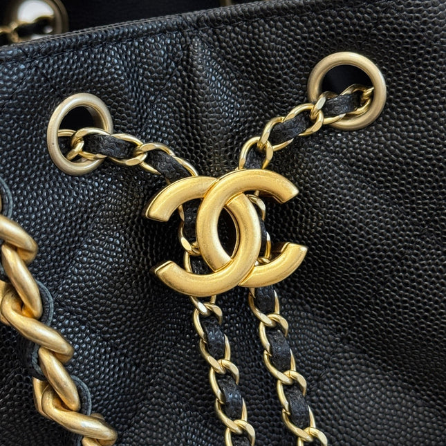 CHANEL 25S HOBO BAG 30 IN BLACK CAVIAR