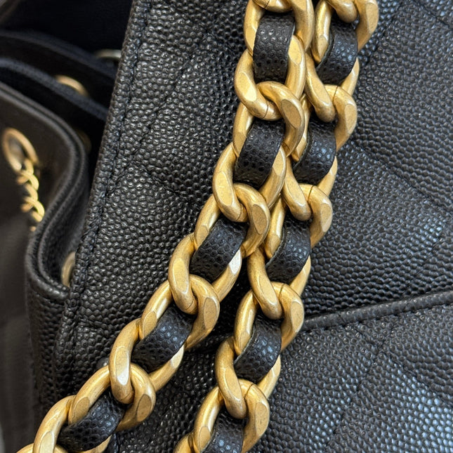 CHANEL 25S HOBO BAG 30 IN BLACK CAVIAR