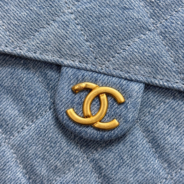 CHANEL 25S HOBO BAG 30 IN BLUE DENIM WITH GOLD HARDWARE