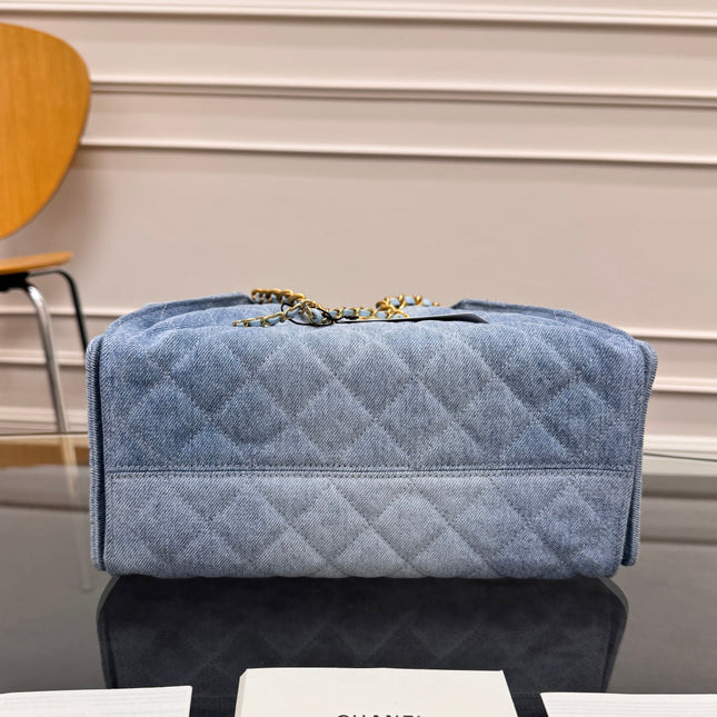 CHANEL 25S HOBO BAG 30 IN BLUE DENIM WITH GOLD HARDWARE