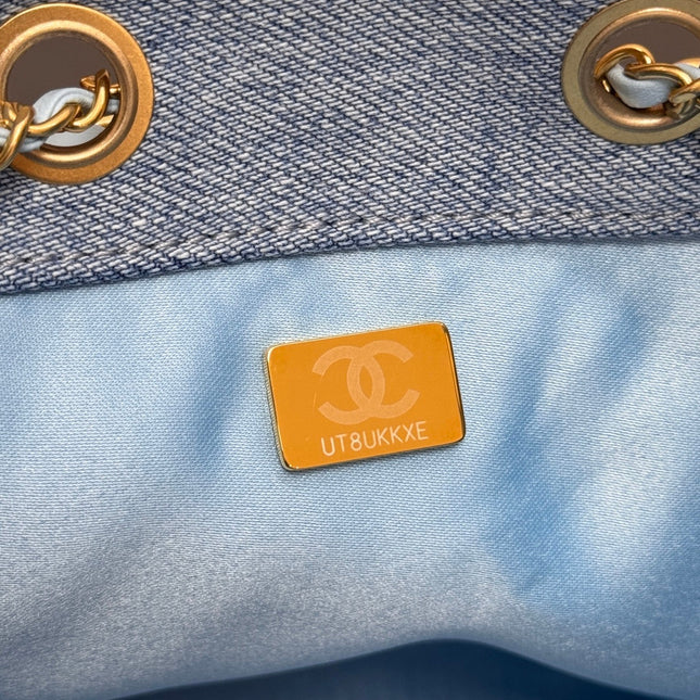 CHANEL 25S HOBO BAG 30 IN BLUE DENIM WITH GOLD HARDWARE