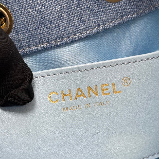 CHANEL 25S HOBO BAG 30 IN BLUE DENIM WITH GOLD HARDWARE