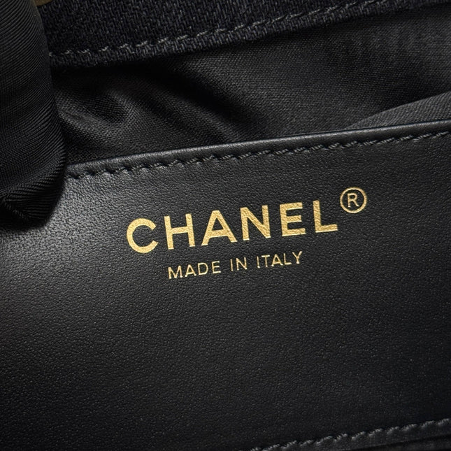 CHANEL 25S HOBO BAG 30 IN BLACK-GRAY DENIM WITH GOLD HARDWARE