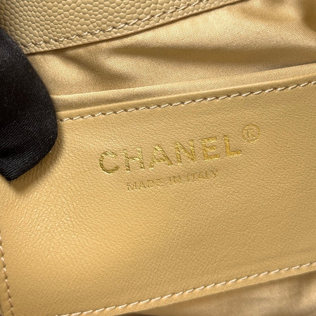 CHANEL 25S HOBO BAG 40 IN GOLDEN BEIGE CAVIAR WITH GOLD HARDWARE