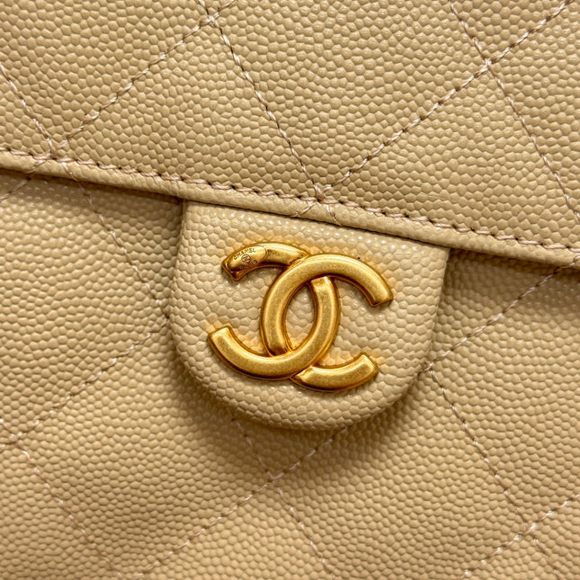 CHANEL 25S HOBO BAG 40 IN GOLDEN BEIGE CAVIAR WITH GOLD HARDWARE