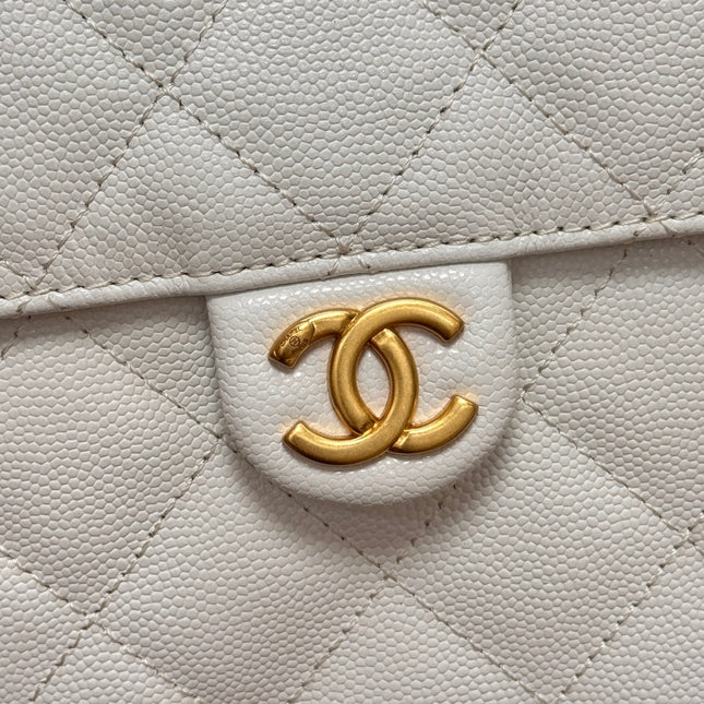 CHANEL 25S HOBO BAG 40 IN WHITE CAVIAR WITH GOLD HARDWARE