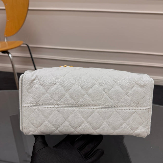 CHANEL 25S HOBO BAG 30 IN WHITE CAVIAR WITH GOLD HARDWARE