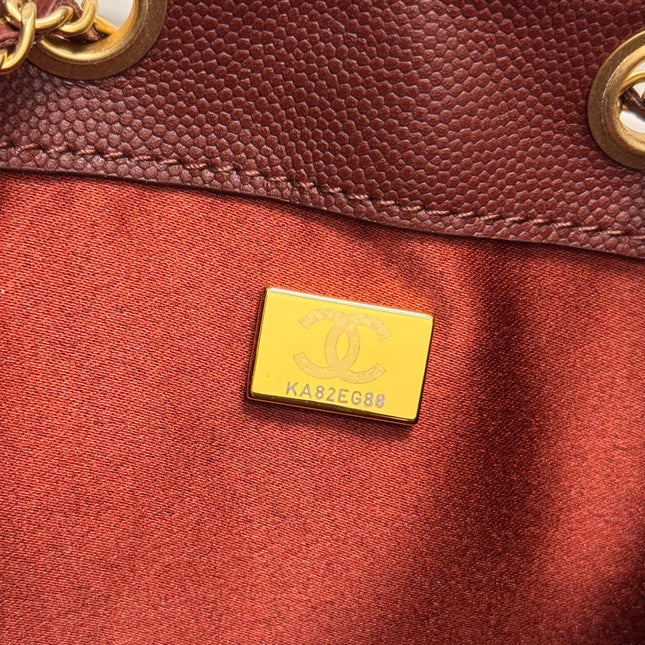 CHANEL 25S HOBO BAG 40 IN DARK RED CAVIAR WITH GOLD HARDWARE