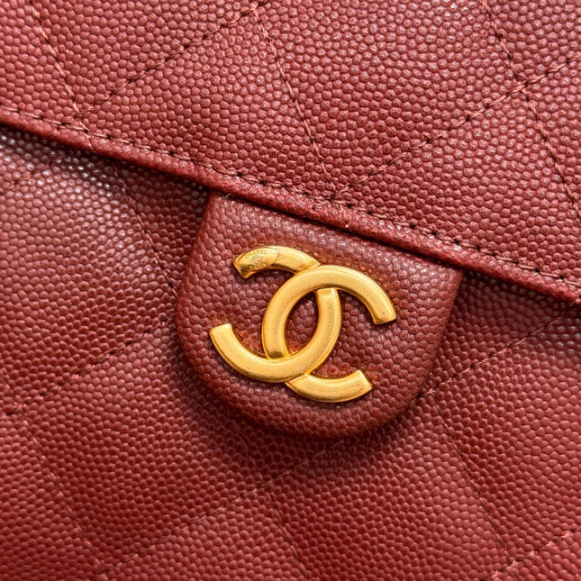 CHANEL 25S HOBO BAG 40 IN DARK RED CAVIAR WITH GOLD HARDWARE