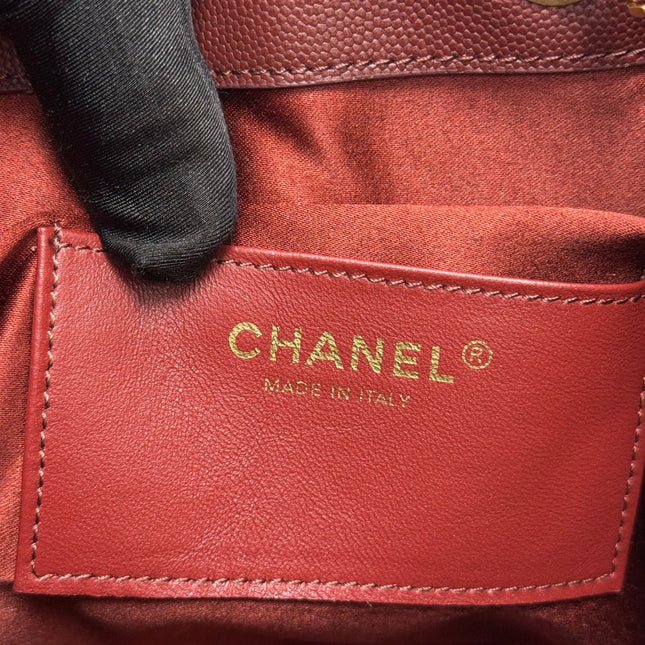 CHANEL 25S HOBO BAG 40 IN DARK RED CAVIAR WITH GOLD HARDWARE