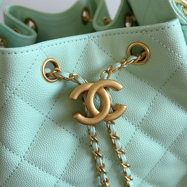CHANEL 25S HOBO BAG 40 IN SEAFOAM GREEN CAVIAR WITH GOLD HARDWARE