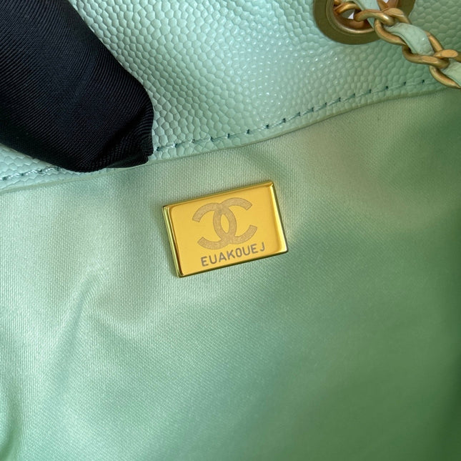 CHANEL 25S HOBO BAG 40 IN SEAFOAM GREEN CAVIAR WITH GOLD HARDWARE