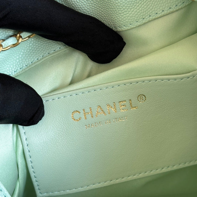 CHANEL 25S HOBO BAG 40 IN SEAFOAM GREEN CAVIAR WITH GOLD HARDWARE
