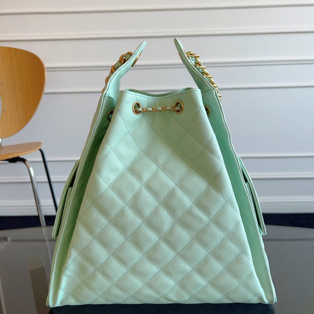 CHANEL 25S HOBO BAG 40 IN SEAFOAM GREEN CAVIAR WITH GOLD HARDWARE