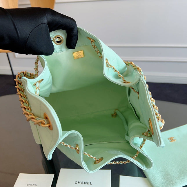 CHANEL 25S HOBO BAG 40 IN SEAFOAM GREEN CAVIAR WITH GOLD HARDWARE