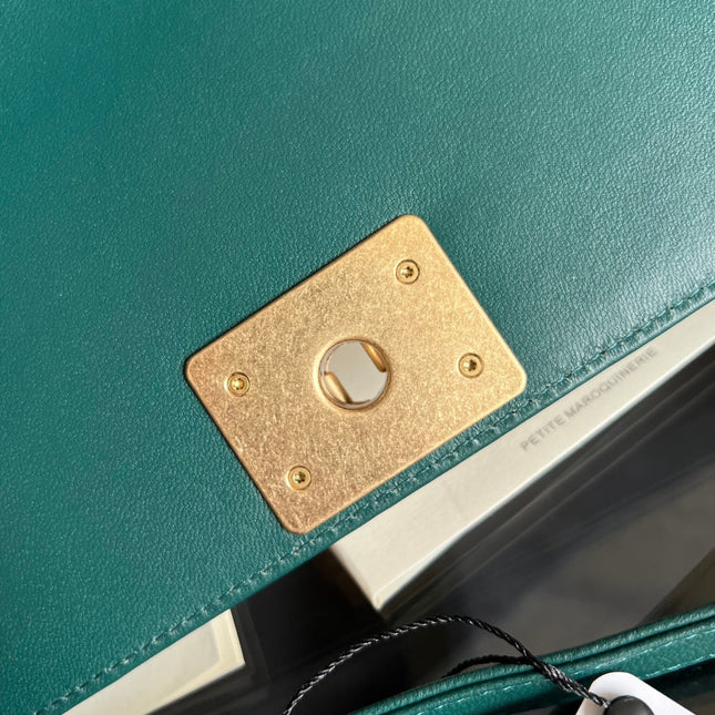 CHANEL 25S BOY BAG 25 IN DARK GREEN LAMBSKIN
