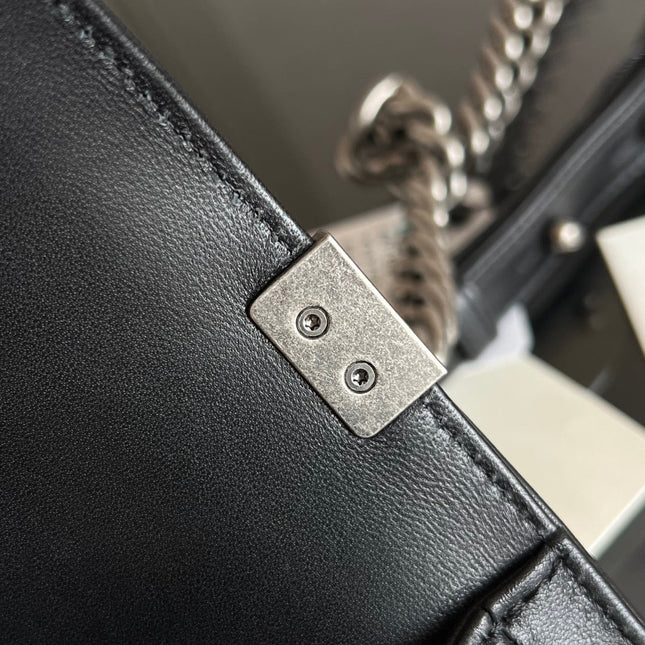CHANEL 25S BOY BAG 20 IN BLACK LAMBSKIN