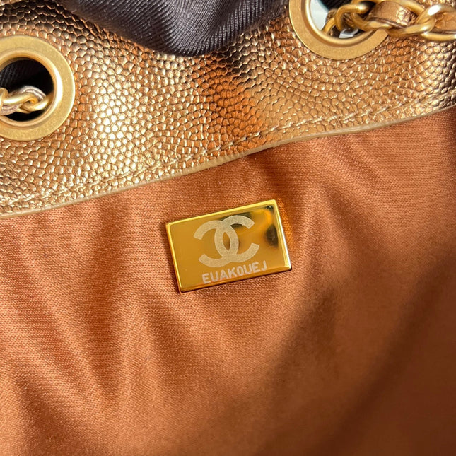 CHANEL 25S HOBO BAG 30 IN METALLIC BROWN CAVIAR WITH GOLD HARDWARE
