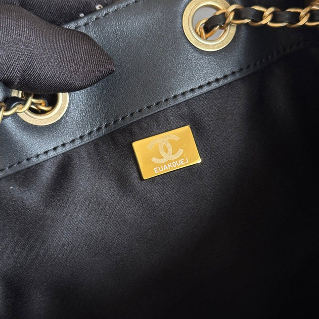 CHANEL 25S HOBO BAG 30 IN BLACK TWEED WITH GOLD HARDWARE