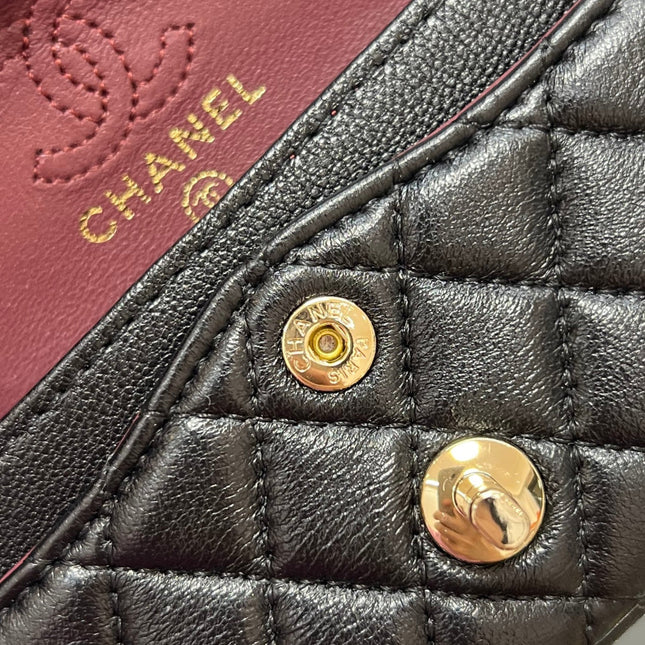 CHANEL 25S FLAP CHARM BAG 13 IN BLACK LAMBSKIN