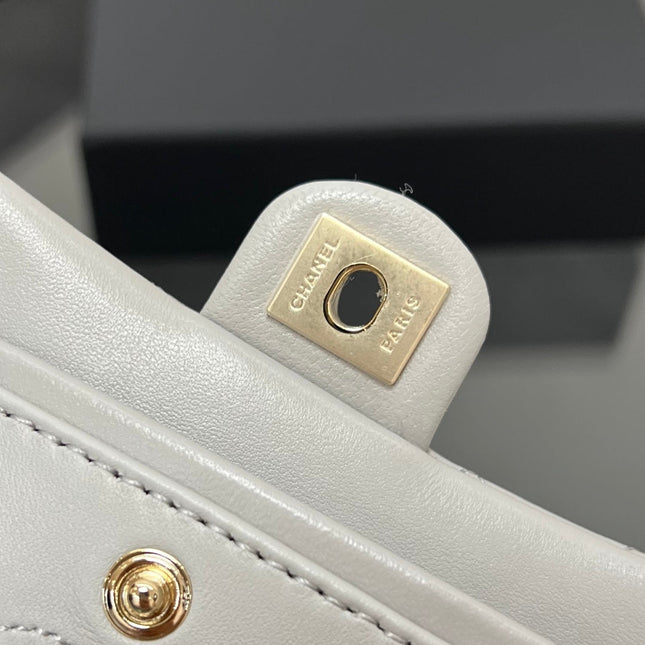 CHANEL 25S FLAP CHARM BAG 13 IN GREY LAMBSKIN
