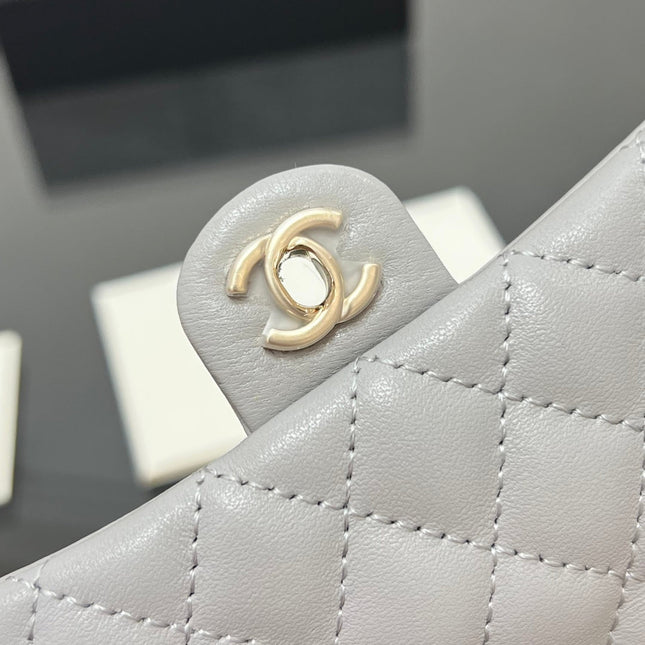 CHANEL 25S FLAP CHARM BAG 13 IN GREY LAMBSKIN