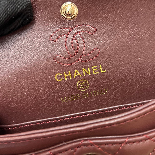 CHANEL 25S FLAP CHARM BAG 13 IN DARK RED LAMBSKIN