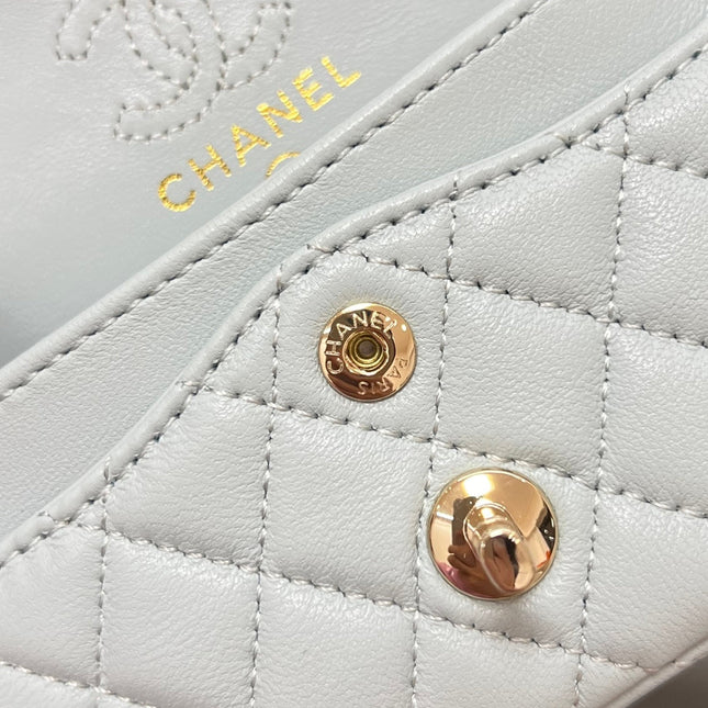 CHANEL 25S FLAP CHARM BAG 13 IN LIGHT BLUE LAMBSKIN