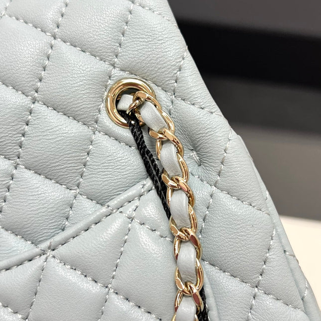 CHANEL 25S FLAP CHARM BAG 13 IN LIGHT BLUE LAMBSKIN