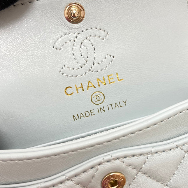 CHANEL 25S FLAP CHARM BAG 13 IN LIGHT BLUE LAMBSKIN
