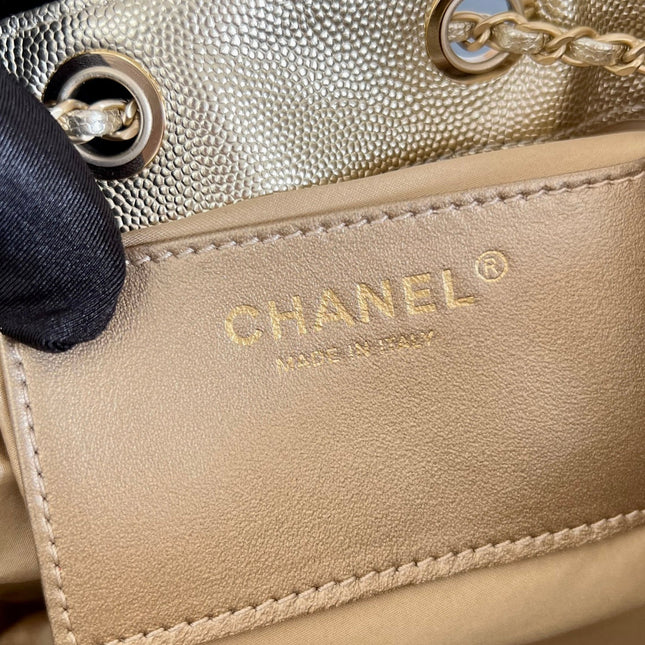 CHANEL 25S HOBO BAG 30 IN LIGHT GOLD METALLIC CAVIAR