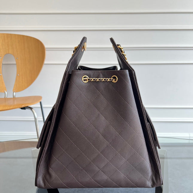 CHANEL 25S HOBO BAG 40 IN DARK EARTH BROWN CAVIAR WITH GOLD HARDWARE