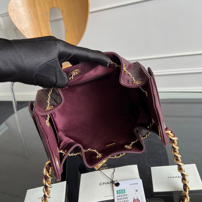 CHANEL 25S HOBO BAG 30 IN DARK RED CAVIAR