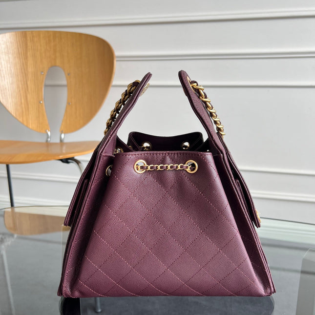 CHANEL 25S HOBO BAG 30 IN DARK RED CAVIAR