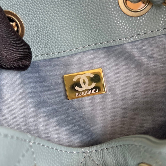 CHANEL 25S HOBO BAG 40 IN SOFT TEAL BLUE CAVIAR WITH GOLD HARDWARE