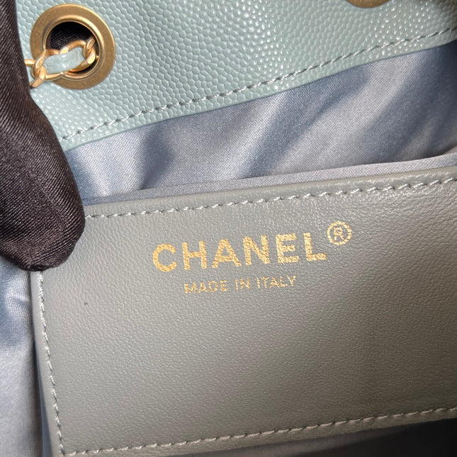 CHANEL 25S HOBO BAG 40 IN SOFT TEAL BLUE CAVIAR WITH GOLD HARDWARE