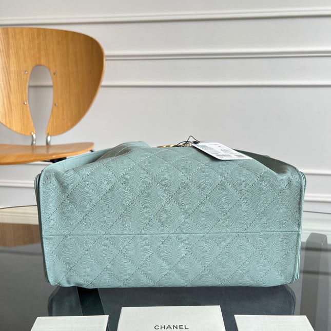 CHANEL 25S HOBO BAG 40 IN SOFT TEAL BLUE CAVIAR WITH GOLD HARDWARE