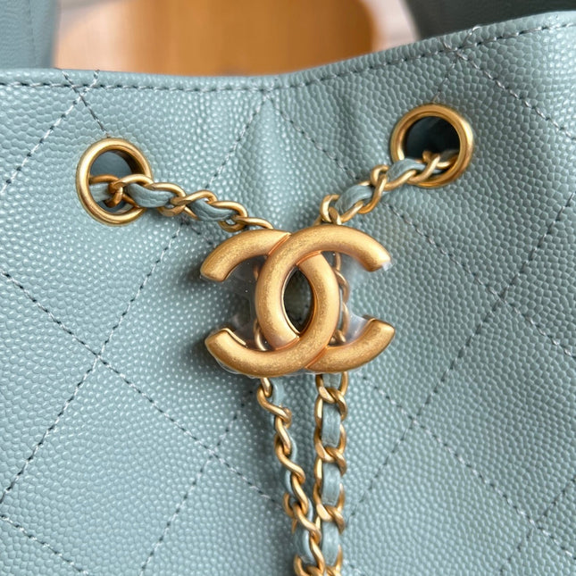 CHANEL 25S HOBO BAG 40 IN SOFT TEAL BLUE CAVIAR WITH GOLD HARDWARE