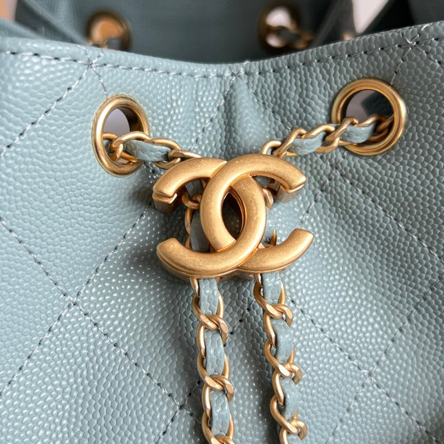 CHANEL 25S HOBO BAG 30 IN SOFT TEAL BLUE CAVIAR WITH GOLD HARDWARE